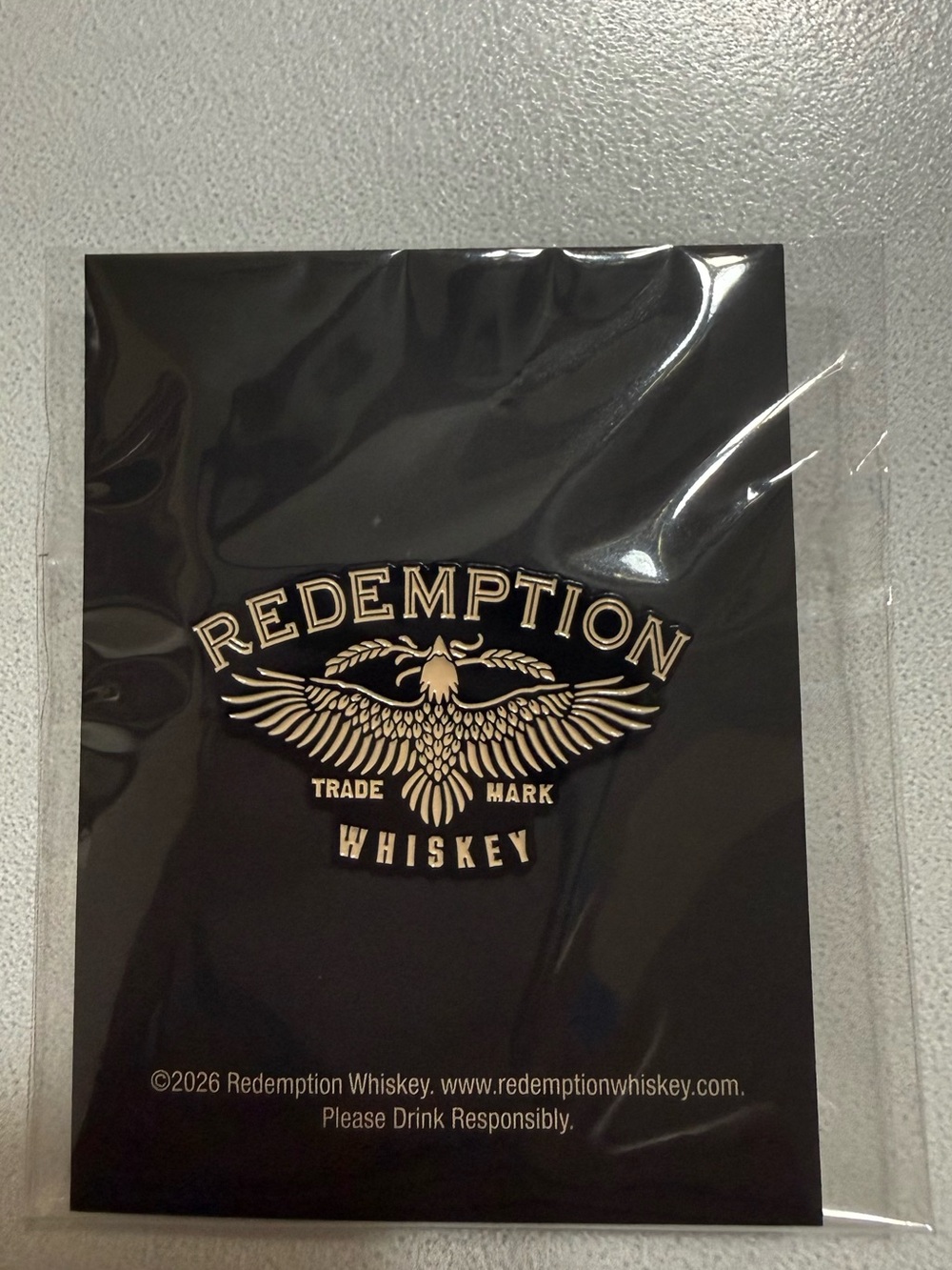 Redemption Whiskey Black & Gold Logo Pin